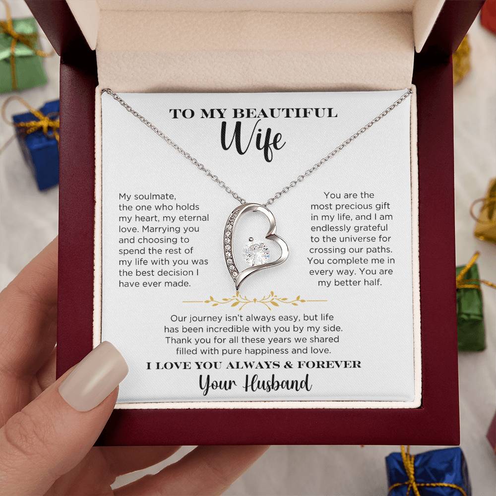 To My Beautiful Wife - Forever Love Necklace Gift Set - CMW901