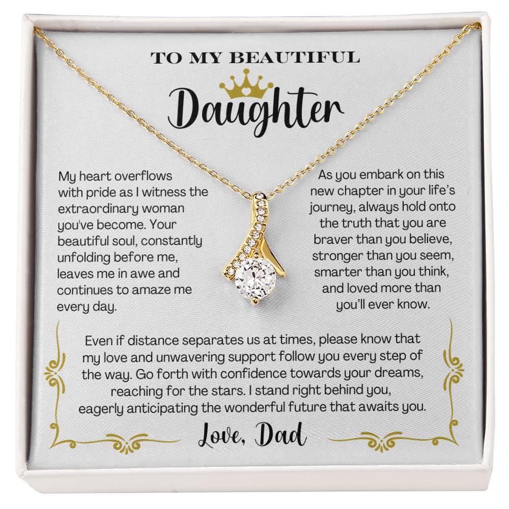 To My Beautiful Daughter Love Dad- Alluring Beauty Necklace Gift Set - CMD901