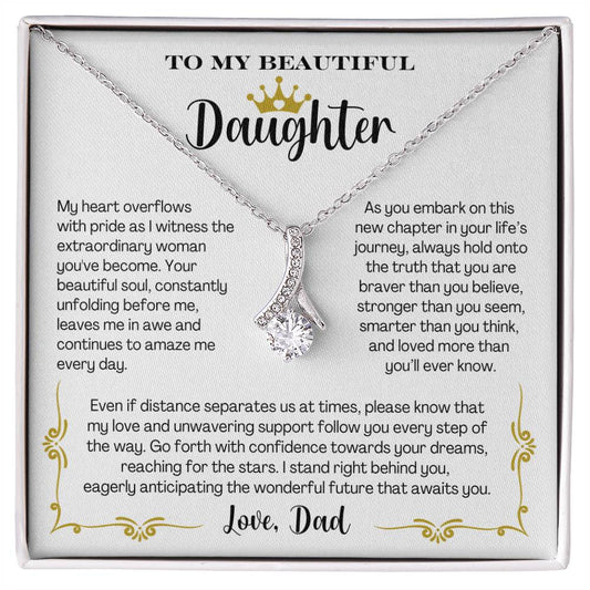 To My Beautiful Daughter Love Dad- Alluring Beauty Necklace Gift Set - CMD901