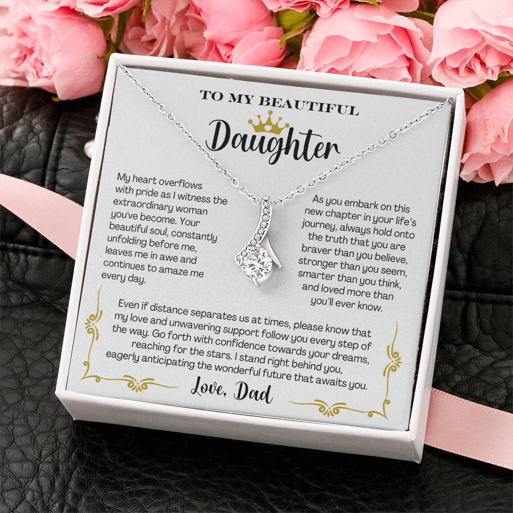 To My Beautiful Daughter Love Dad- Alluring Beauty Necklace Gift Set - CMD901