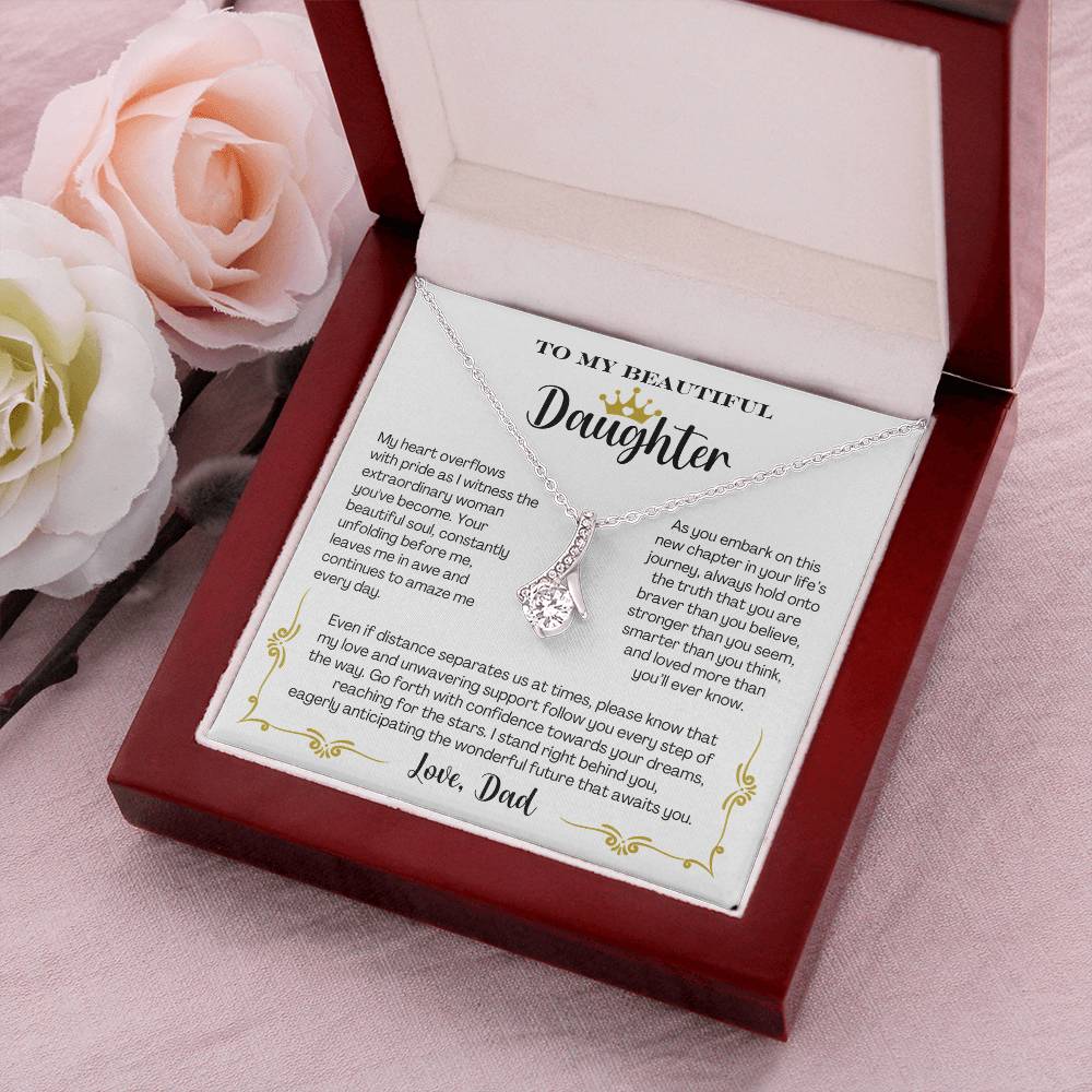 To My Beautiful Daughter Love Dad- Alluring Beauty Necklace Gift Set - CMD901