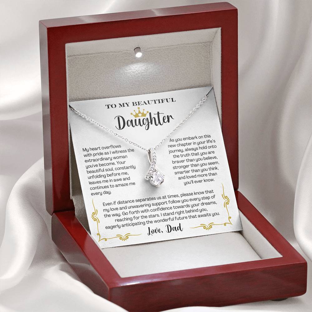 To My Beautiful Daughter Love Dad- Alluring Beauty Necklace Gift Set - CMD901