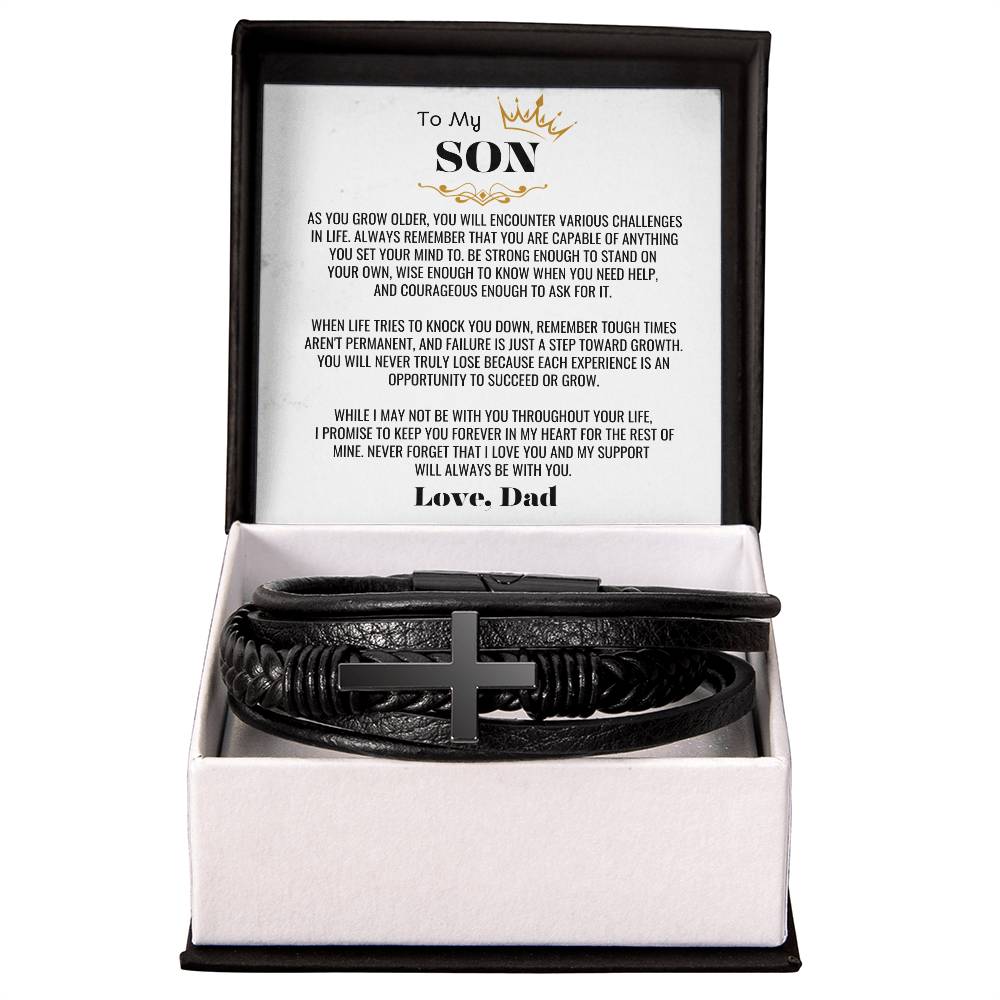 To My Son β Cross Leather Bracelet Gift Set (CMS901) - PRICE INCLUDES FREE SHIPPING