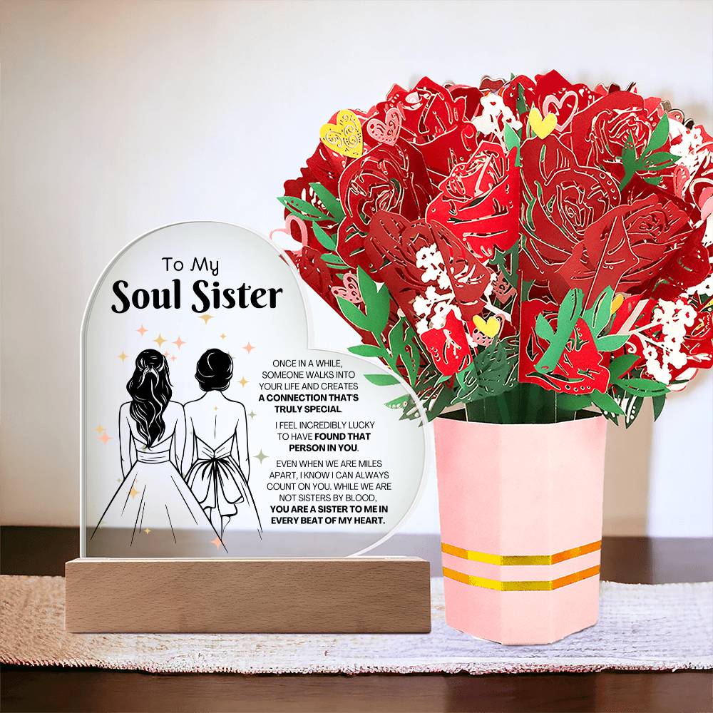 To My Soul Sister β Heart Acrylic Plaque & Devotion Bouquet Bundle (CMSS903) - PRICE INCLUDES FREE SHIPPING