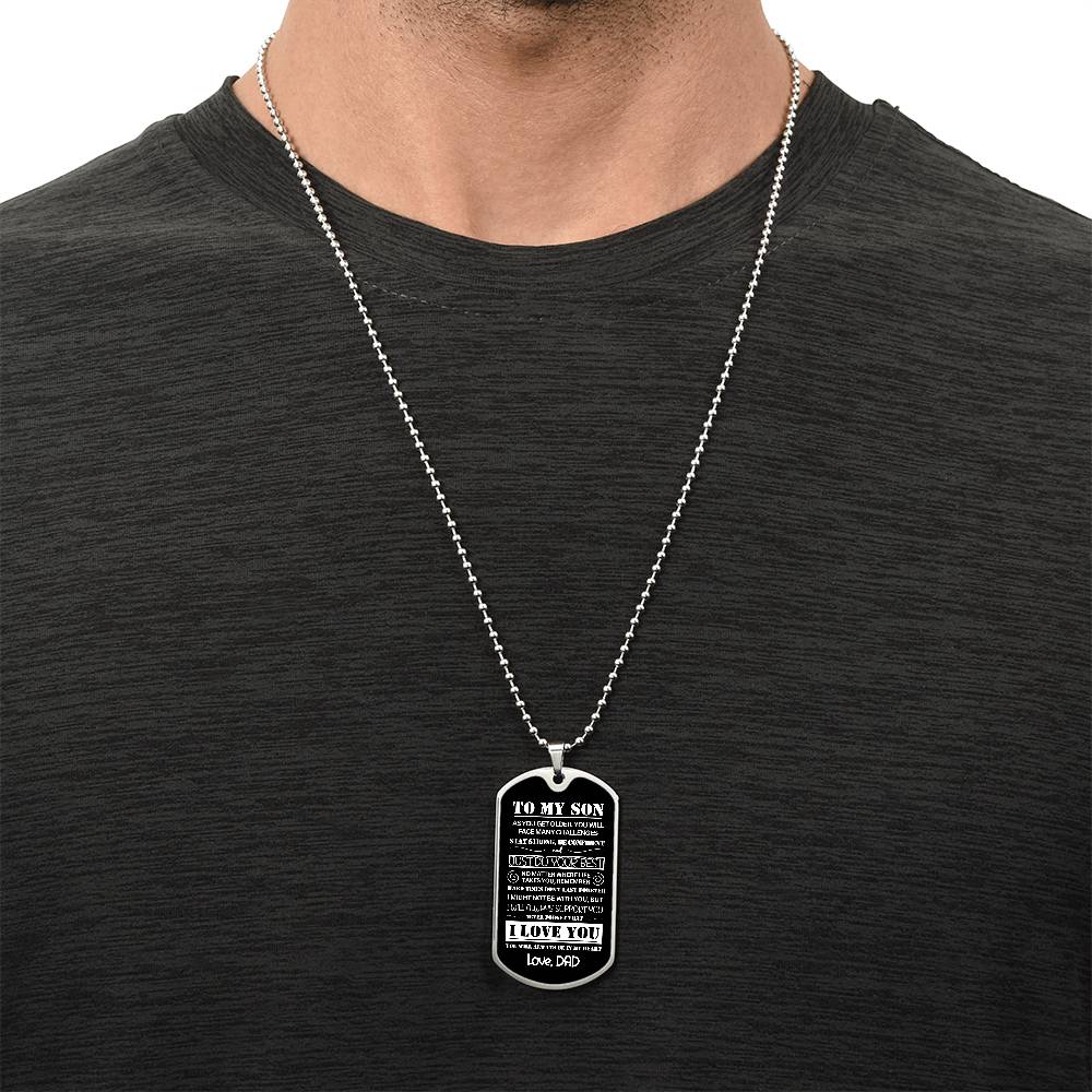 To My Son, Love Dad – Dog Tag Necklace (CMS904) – PRICE INCLUDES FREE SHIPPING