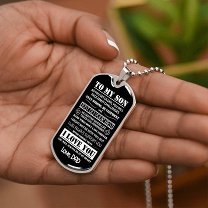 To My Son, Love Dad – Dog Tag Necklace (CMS904) – PRICE INCLUDES FREE SHIPPING