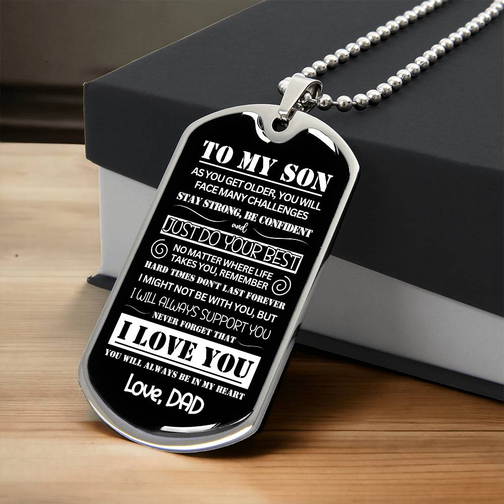 To My Son, Love Dad – Dog Tag Necklace (CMS904) – PRICE INCLUDES FREE SHIPPING