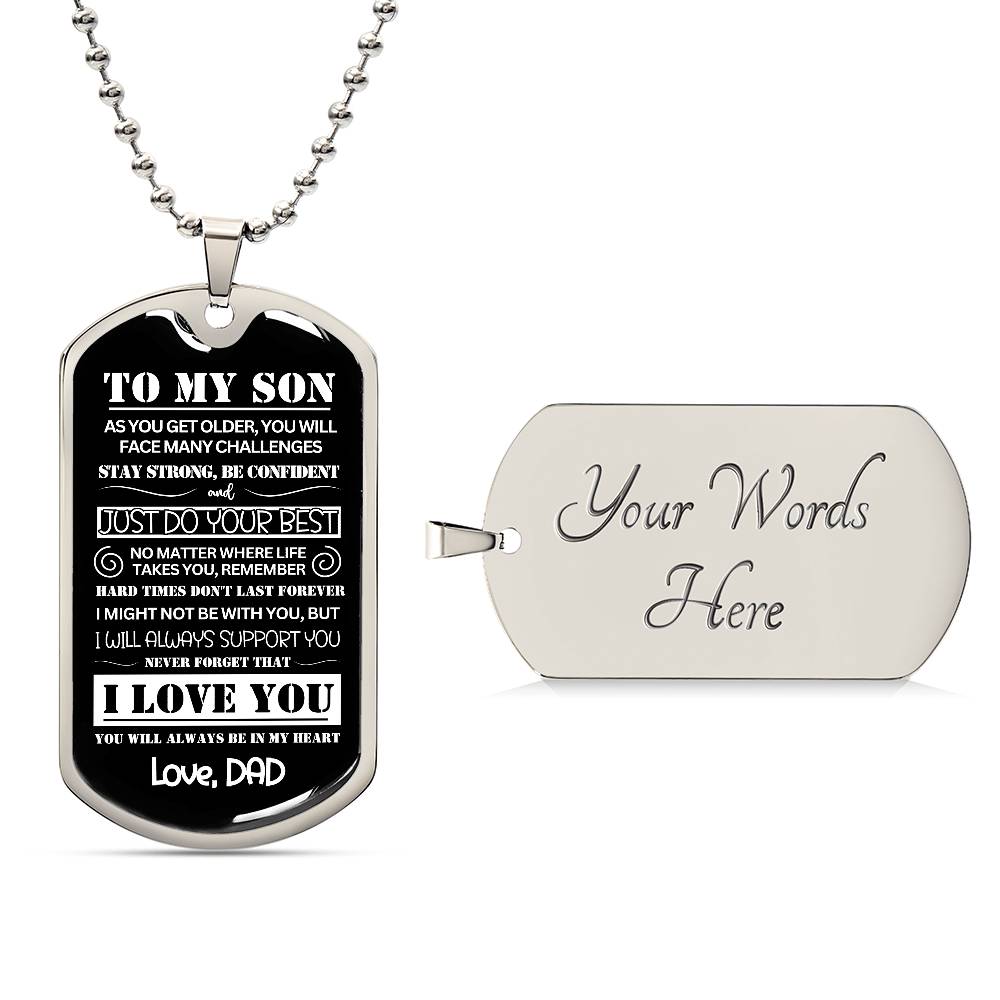 To My Son, Love Dad – Dog Tag Necklace (CMS904) – PRICE INCLUDES FREE SHIPPING