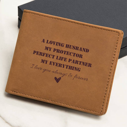 To My Husband, A Perfect Life Partner - Leather Wallet (CMH902) - PRICE INCLUDES FREE SHIPPING