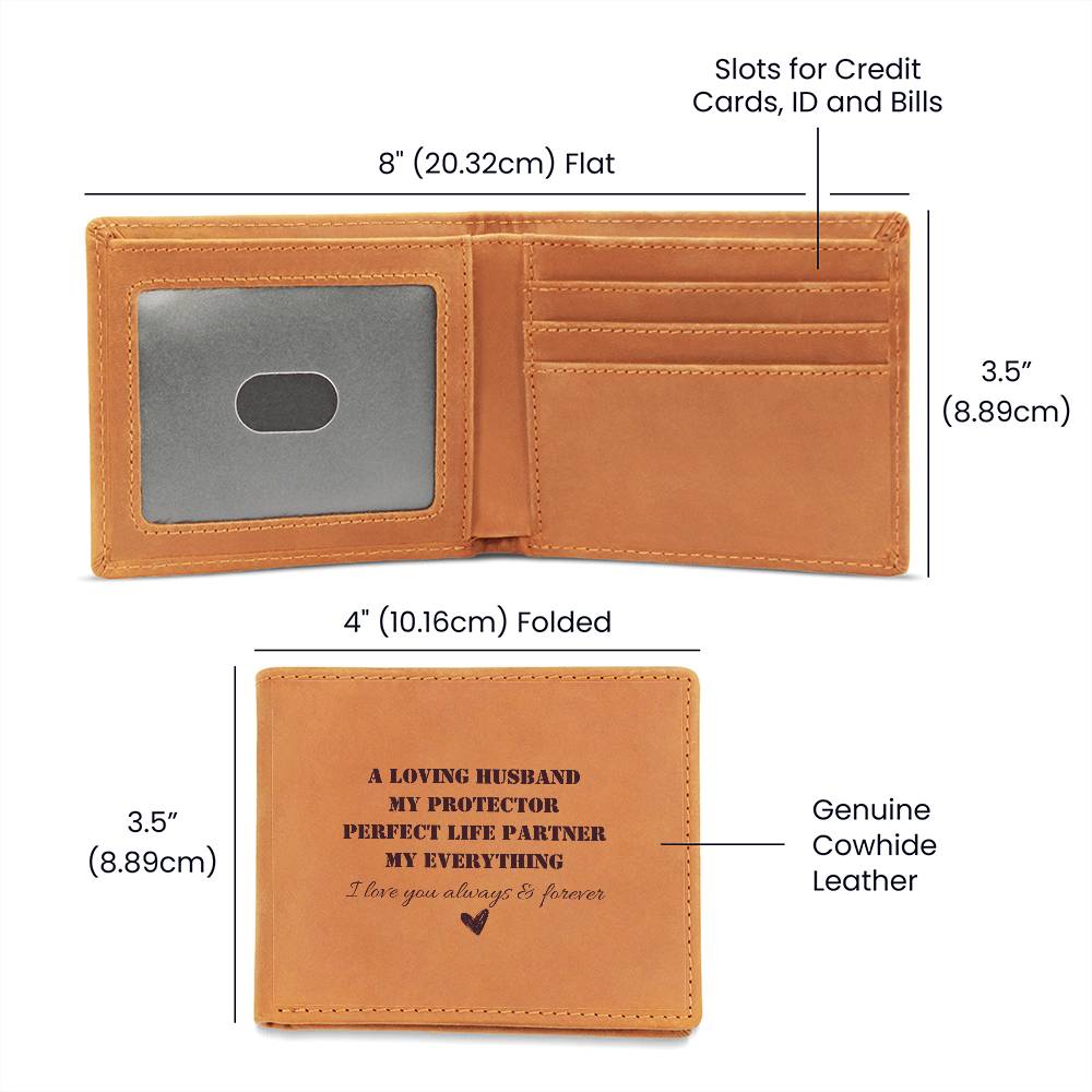 To My Husband, A Perfect Life Partner - Leather Wallet (CMH902) - PRICE INCLUDES FREE SHIPPING