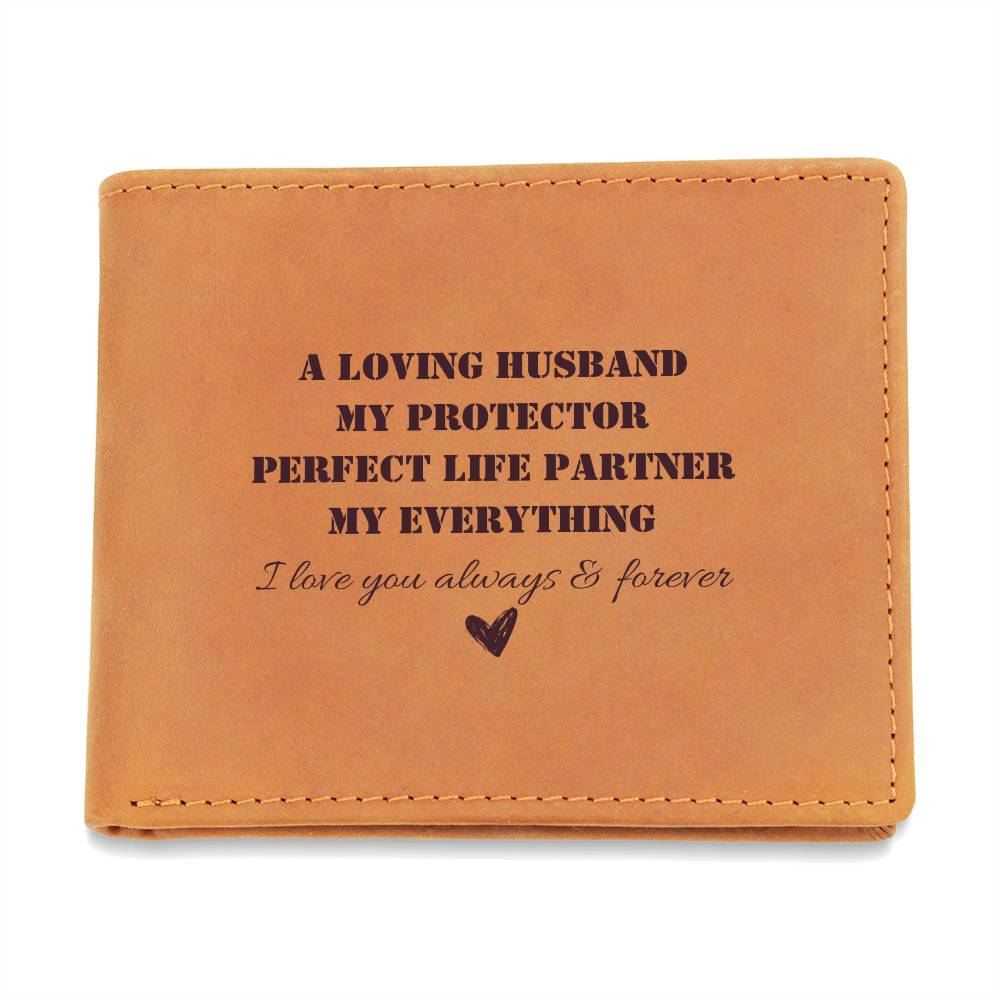 To My Husband, A Perfect Life Partner - Leather Wallet (CMH902) - PRICE INCLUDES FREE SHIPPING