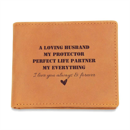 To My Husband, A Perfect Life Partner - Leather Wallet (CMH902) - PRICE INCLUDES FREE SHIPPING