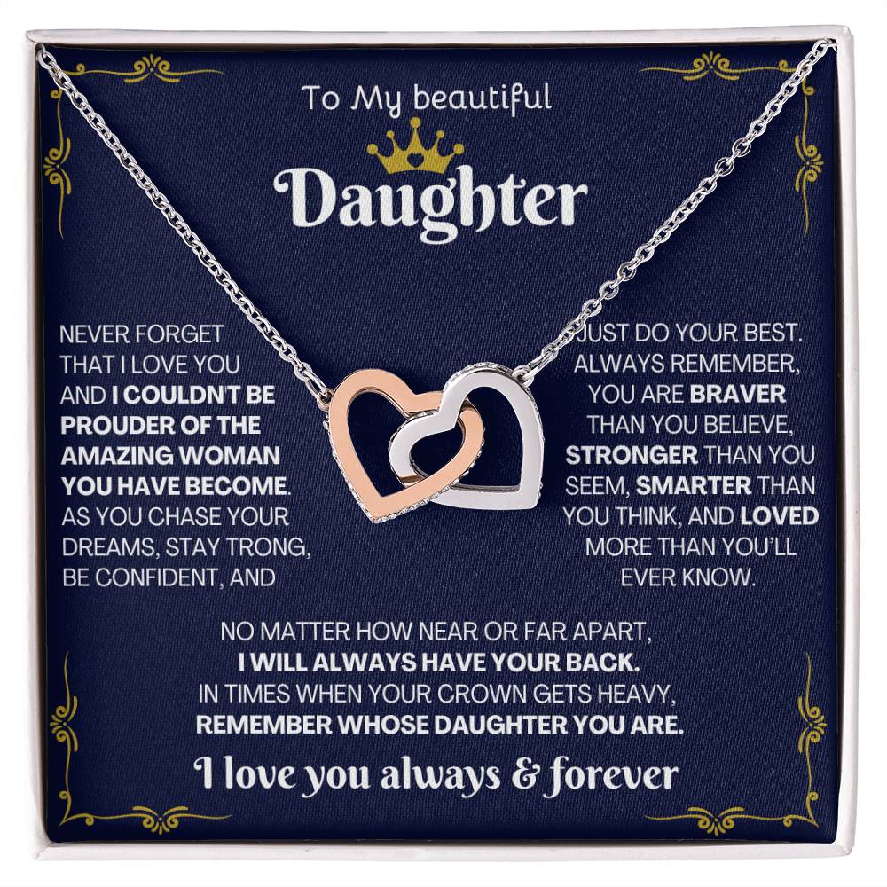 To My Beautiful Daughter– Interlocking Hearts Necklace Gift Set (CMD905) - PRICE INCLUDES FREE SHIPPING