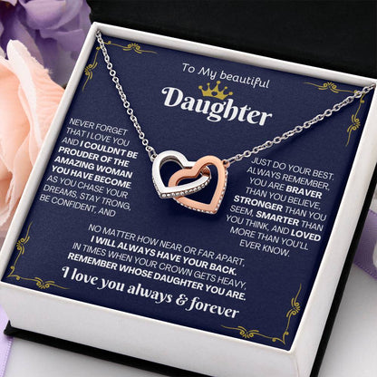 To My Beautiful Daughter– Interlocking Hearts Necklace Gift Set (CMD905) - PRICE INCLUDES FREE SHIPPING