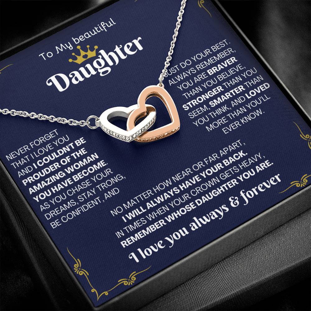 To My Beautiful Daughter– Interlocking Hearts Necklace Gift Set (CMD905) - PRICE INCLUDES FREE SHIPPING