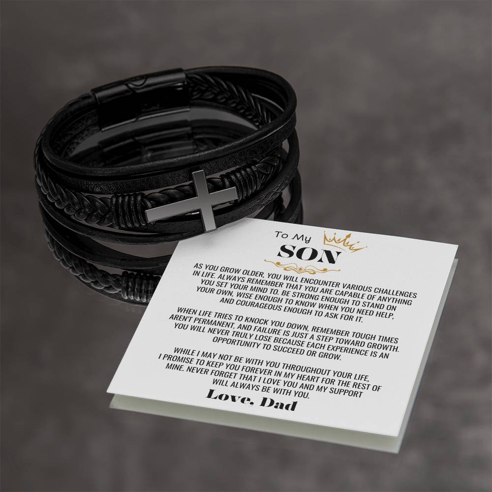 To My Son – Cross Leather Bracelet Gift Set – CMS901