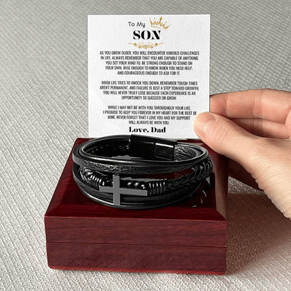 To My Son – Cross Leather Bracelet Gift Set – CMS901